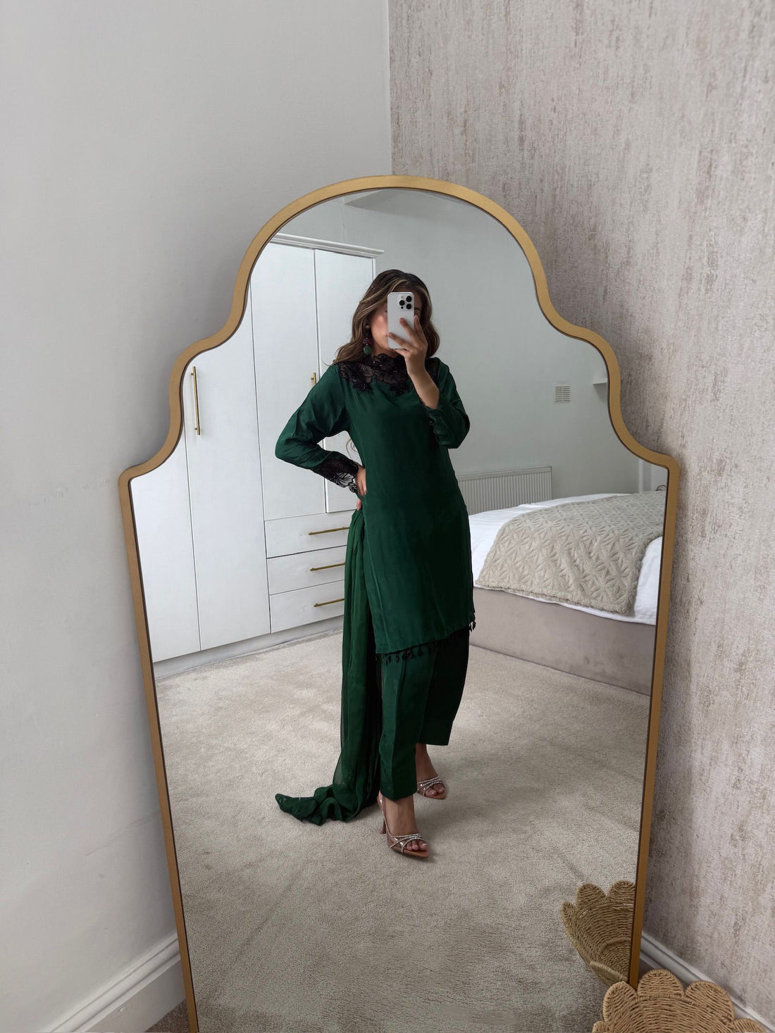 Green farshi shalwar with shirt qameez