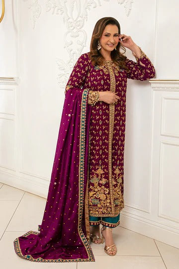 Stunning Party Wear Embroidered 3-Piece Suit with Dupatta