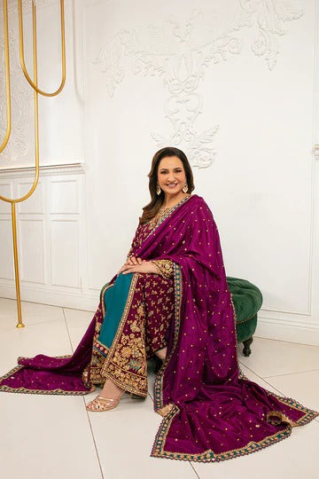Stunning Party Wear Embroidered 3-Piece Suit with Dupatta