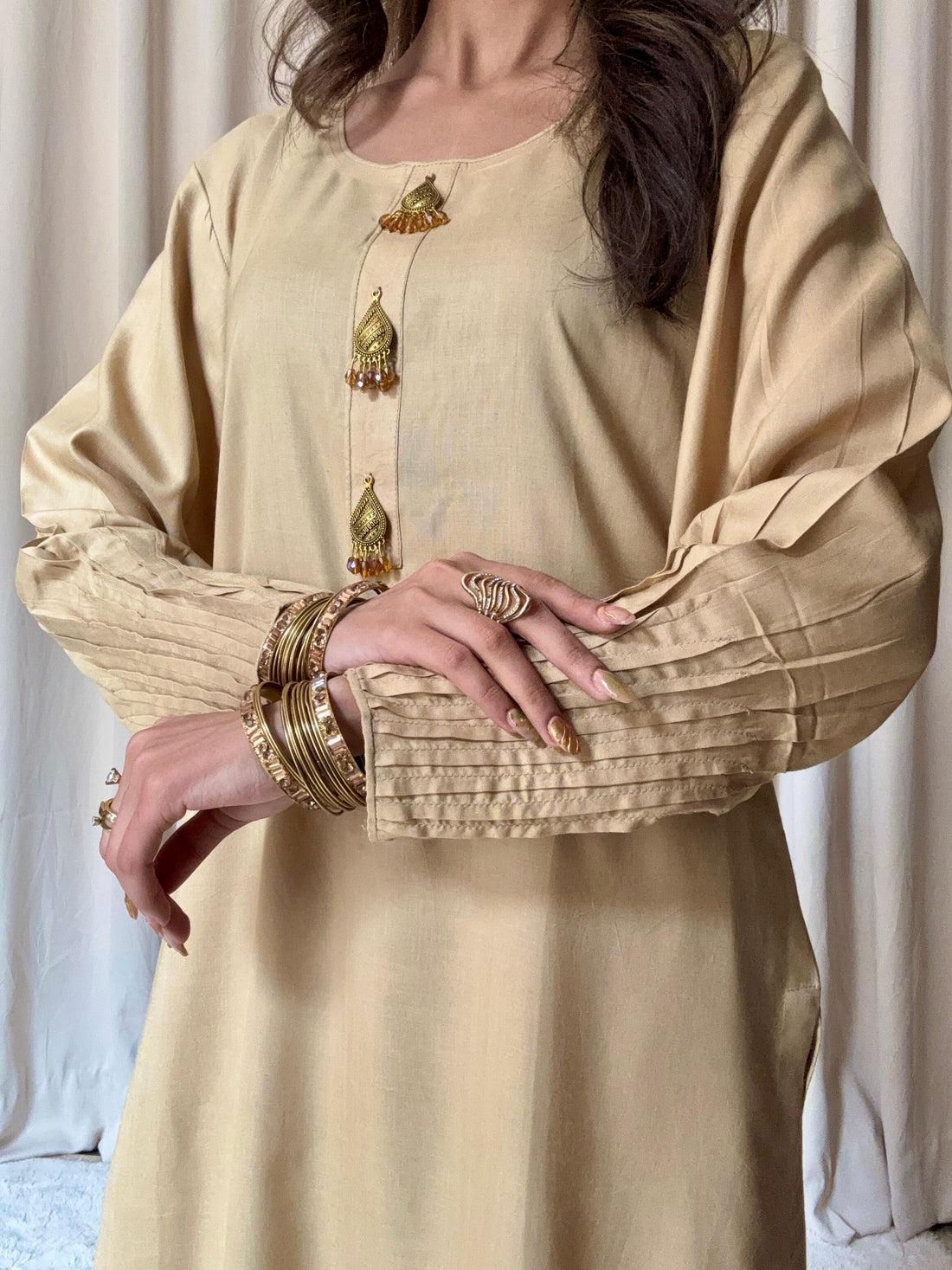 3 Piece Casual Winter Wear – Linen Fabric with Button Detailing