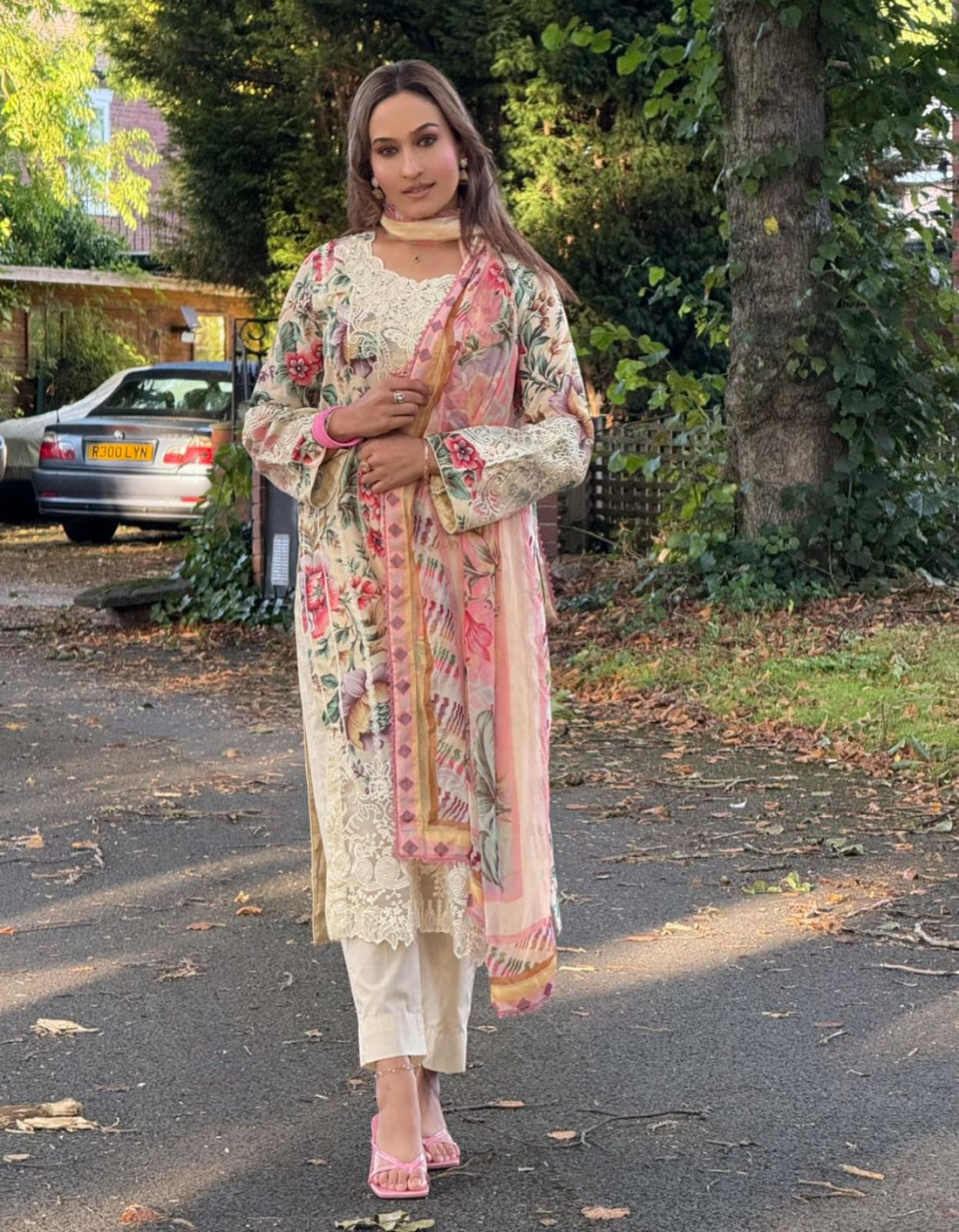 Floral Soft Cotton Embroidered Suit – Casual Wear (Small & Large)